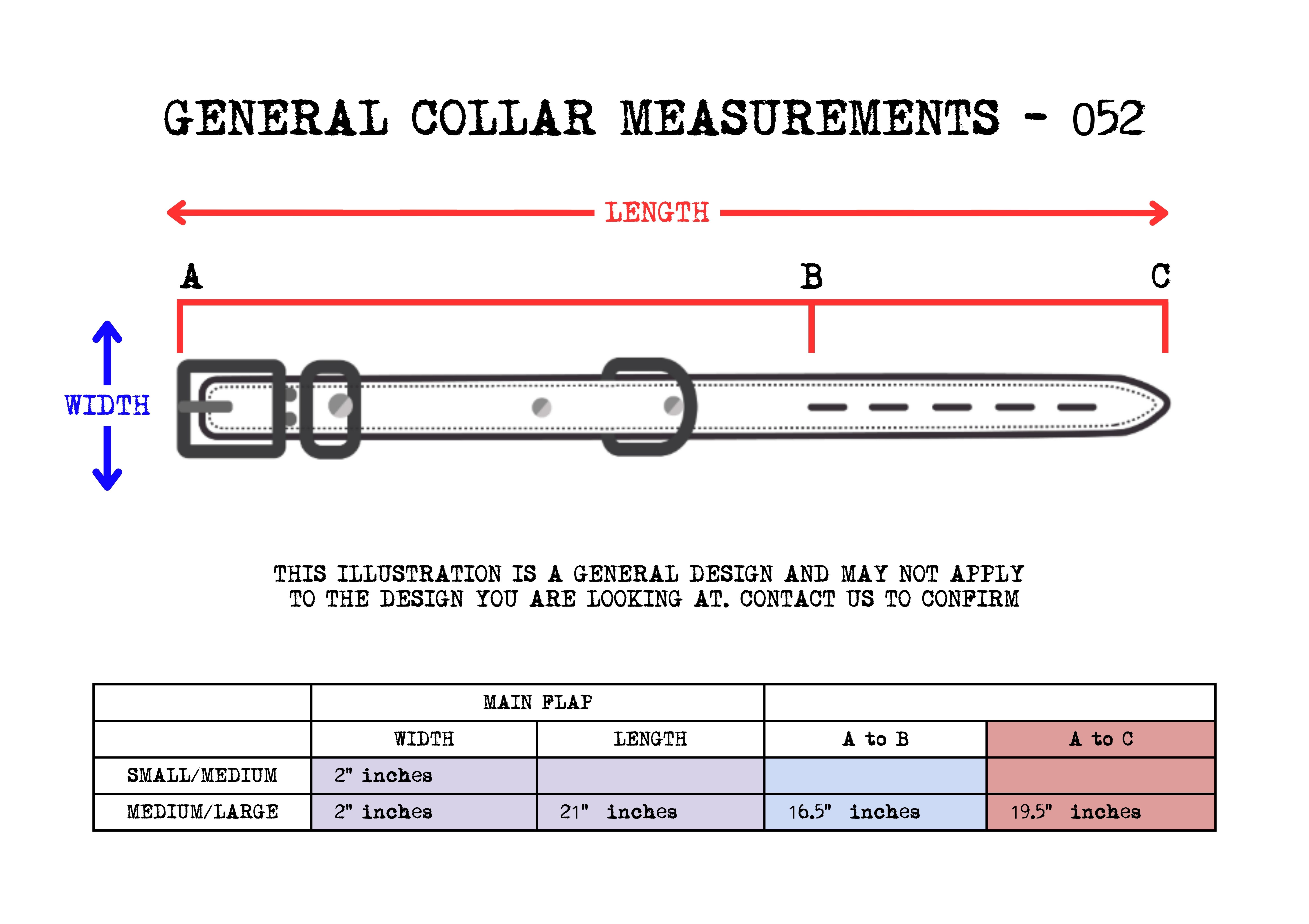 Collar Measurement Table